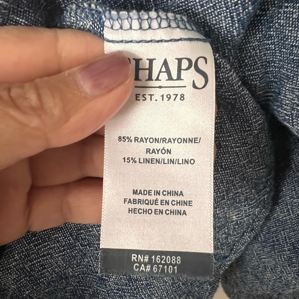 Chaps Heathered Blue Blouse - Picture 7 of 10